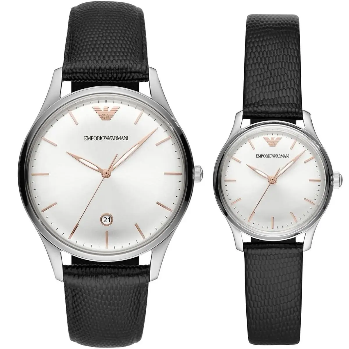 Emporio Armani Watch Black Leather Gift Set - AR90006