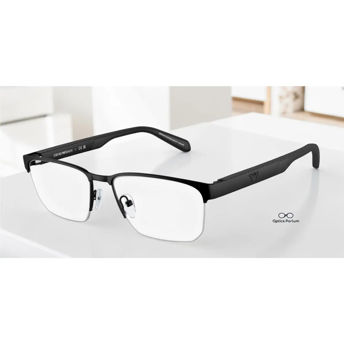 Emporio Armani EA1162 3001 Matte Black Demo Lens 56 mm Men`s Eyeglasses