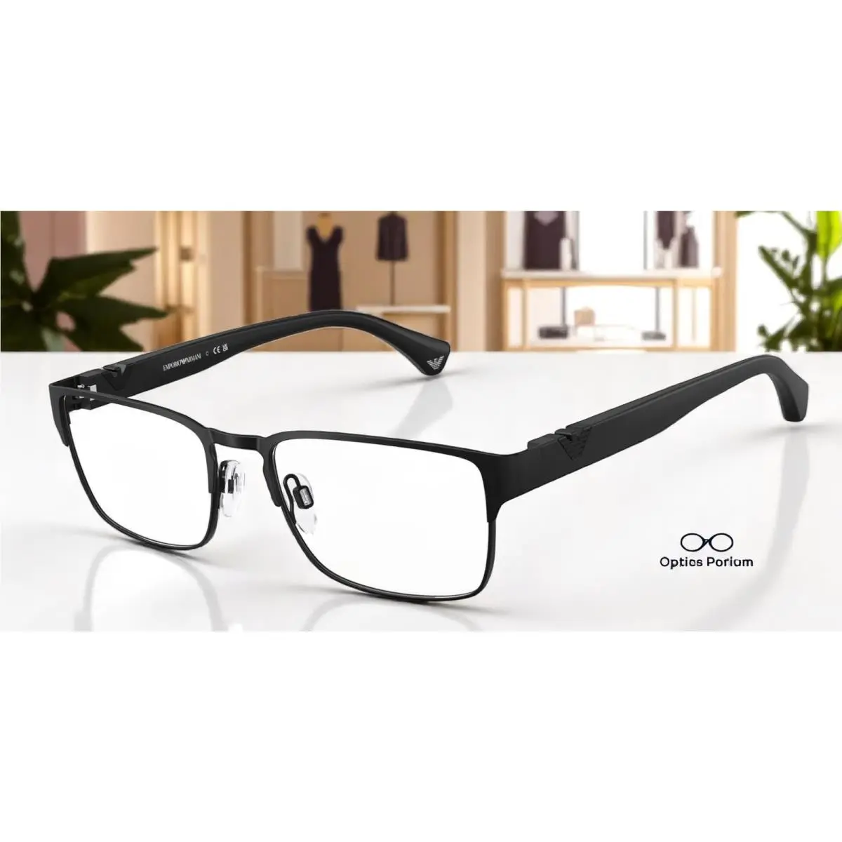 Emporio Armani EA1027 3001 Matte Black Demo Lens 55 mm Men`s Eyeglasses