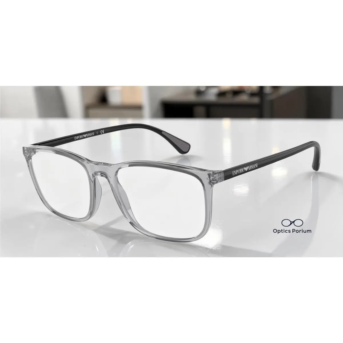 Emporio Armani EA3177 5090 Shiny Transparent Grey 53 mm Men`s Eyeglasses