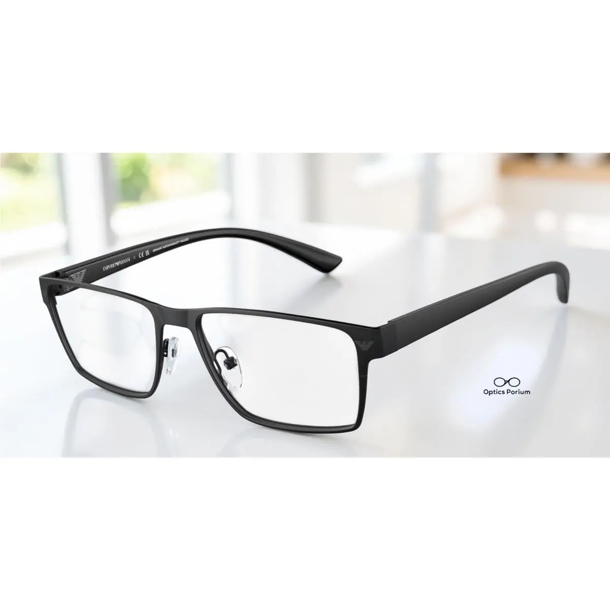 Emporio Armani EA1157 3001 Matte Black Demo Lens 55 mm Men`s Eyeglasses