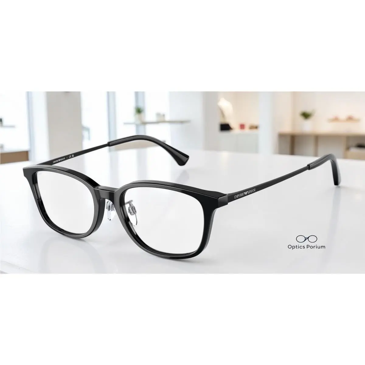 Emporio Armani EA3217D 5017 Shiny Black Demo Lens 52 mm Men`s Eyeglasses