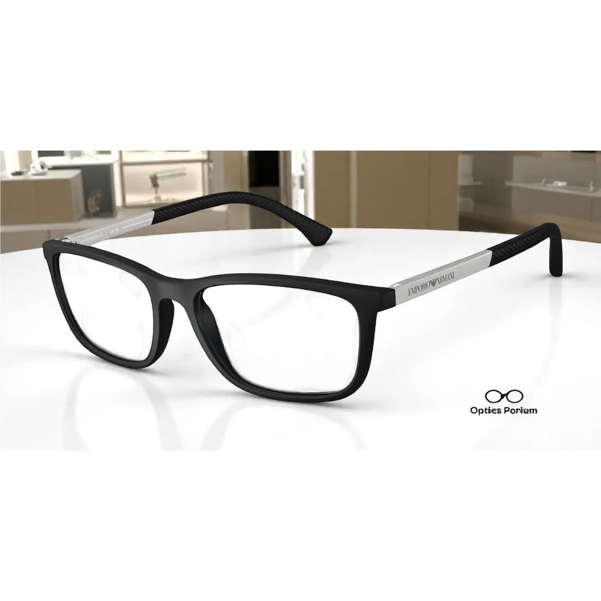 Emporio Armani EA3069 5063 Black Rubber Demo Lens 55 mm Men`s Eyeglasses