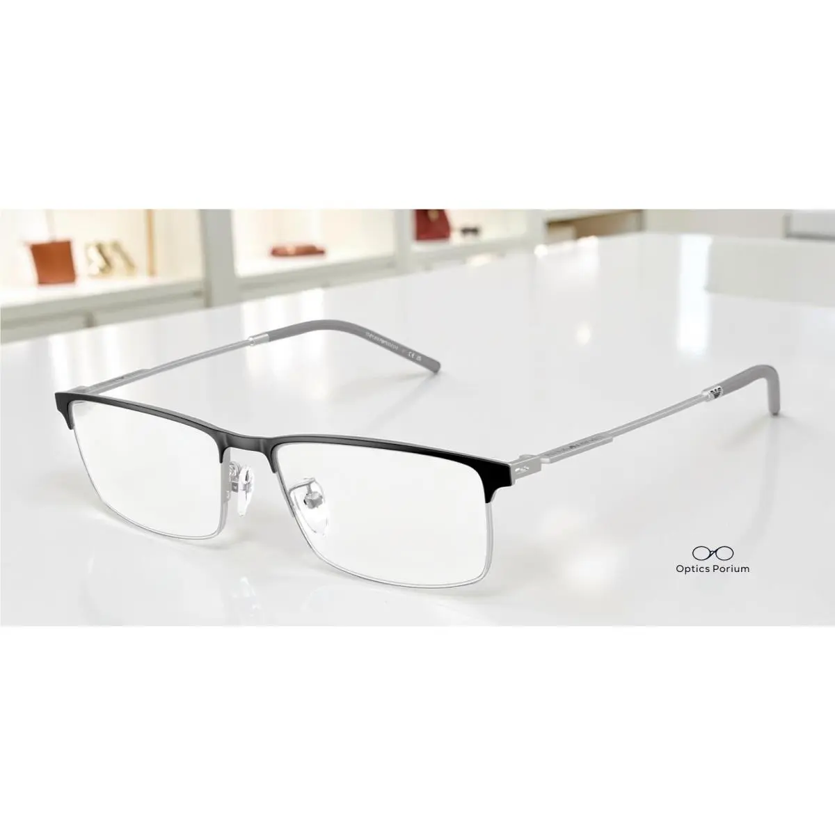 Emporio Armani EA1168D 3061 Matte Black Silver Demo Lens 56 mm Men`s Eyeglasses