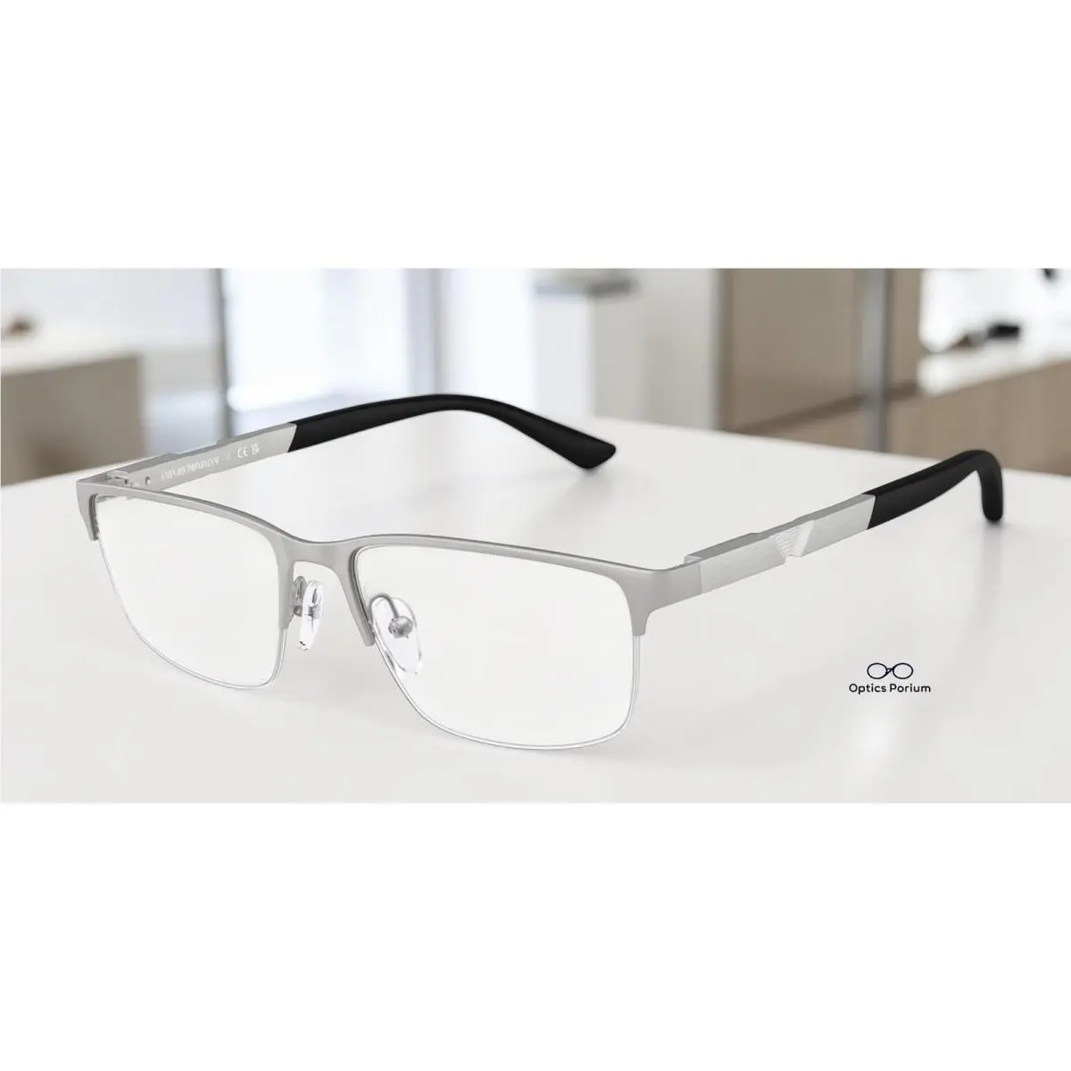 Emporio Armani EA1164 3045 Matte Silver Demo Lens 56 mm Men`s Eyeglasses