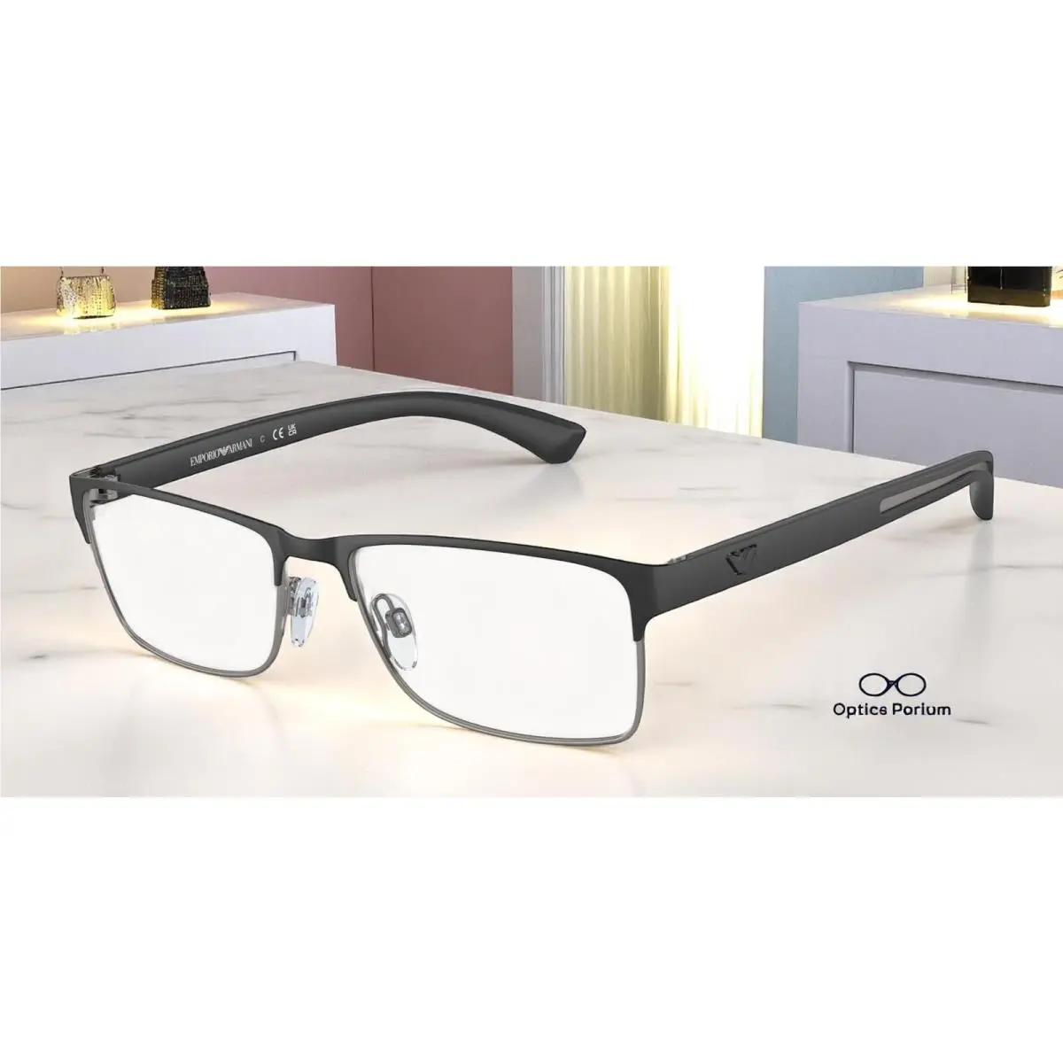 Emporio Armani EA1052 3094 Black Rb Matte Gunmetal Demo 53 mm Men`s Eyeglasses