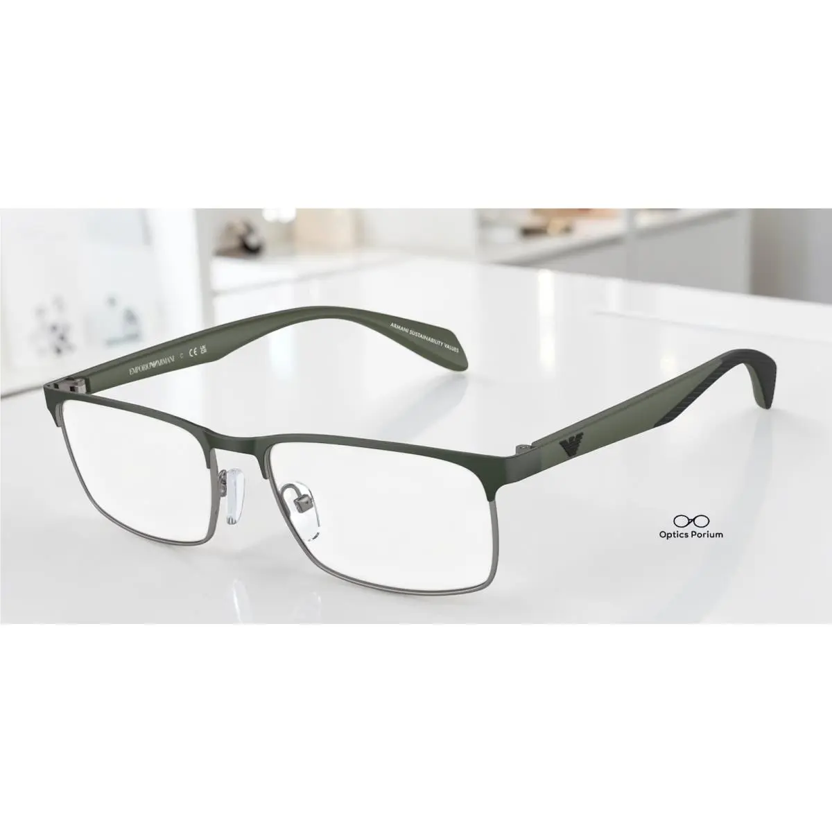 Emporio Armani EA1149 3367 Matte Gunmetal Green Demo Lens 56 mm Men`s Eyeglasses