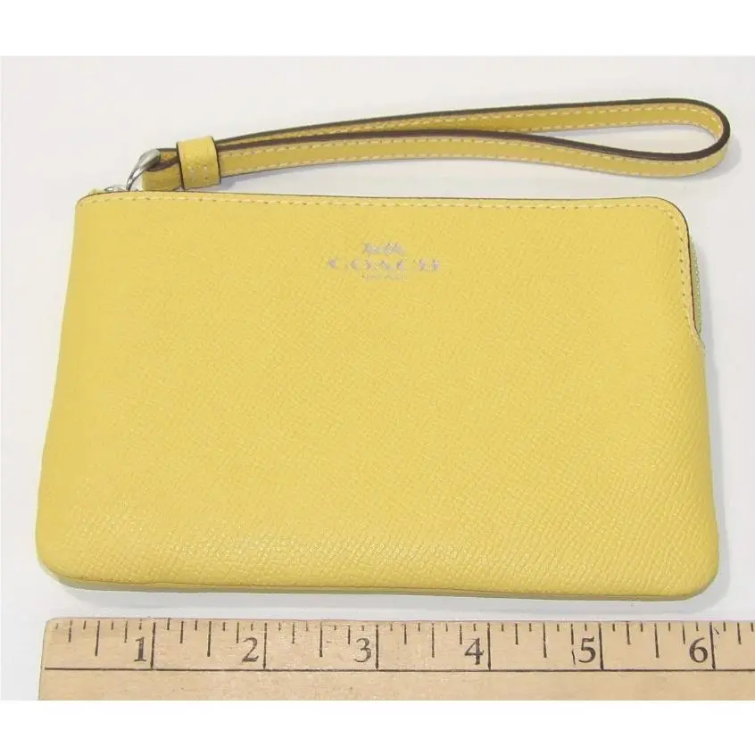 Coach Corner Zip Wristlet Clutch Bag Retro Yellow