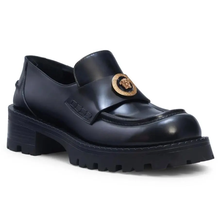 Womens Alia Medusa Platform Penny Loafers Shoes Black Size 36.5 / US 6.5 by Versace
