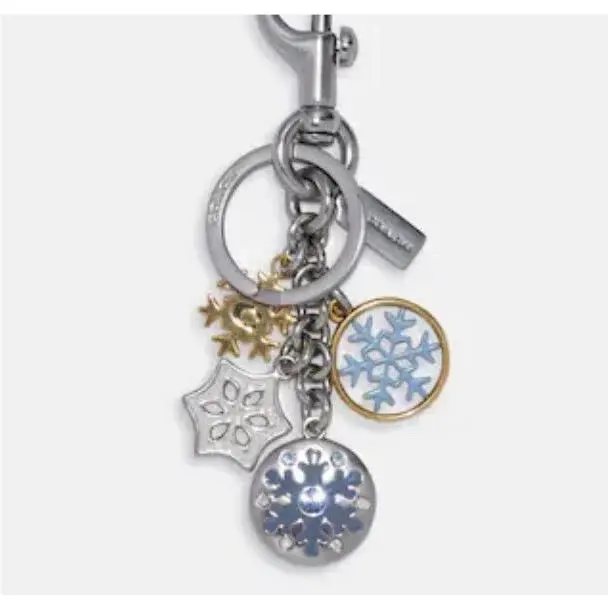 Coach Snowflake Cluster Bag Charm Keychain C7100 Silver/multi