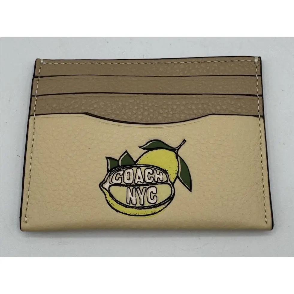 Coach Slim Id Card Case Lemon Graphic CAT71 Fruit Leather Minimalist