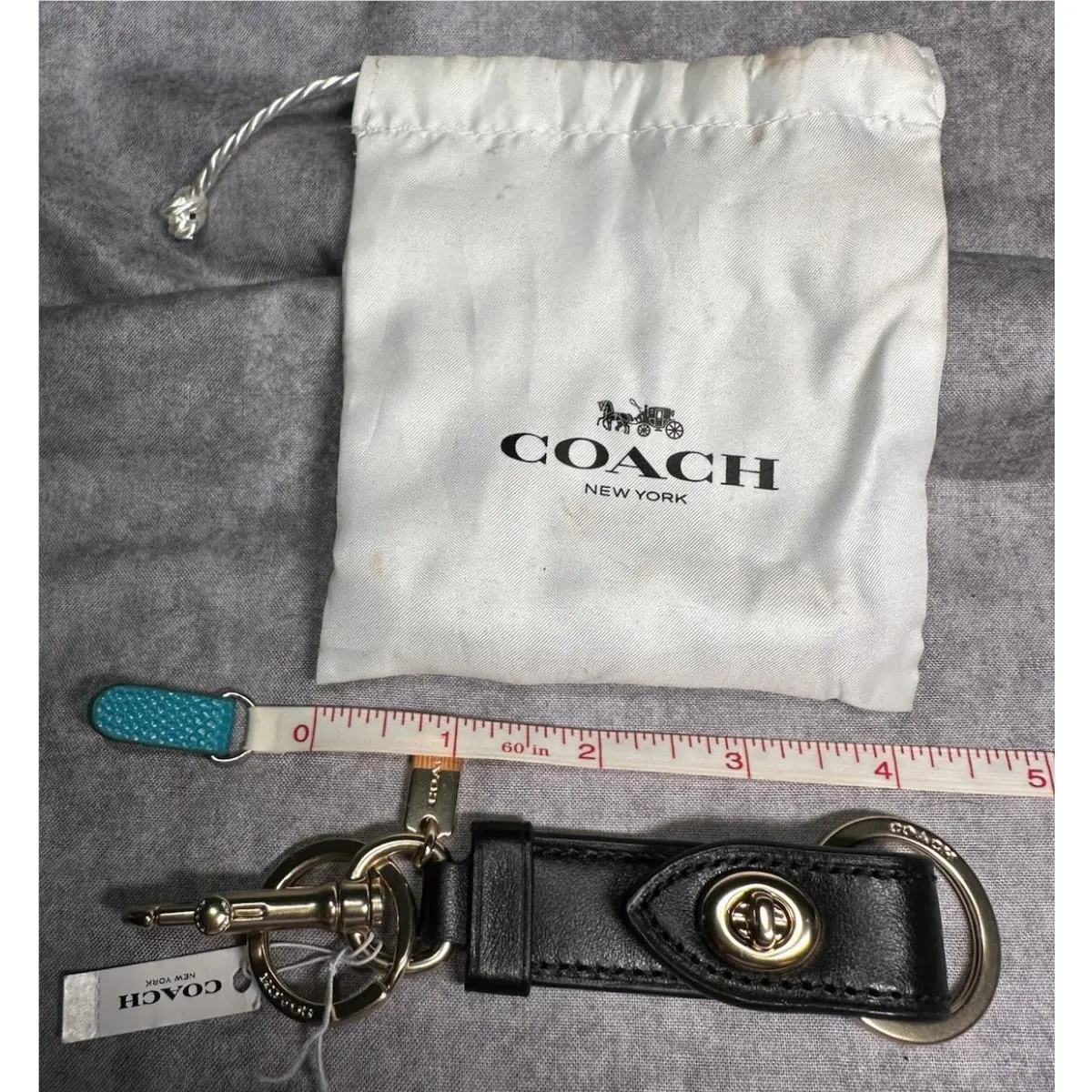 Coach Leather Trigger Snap Bag Charm Valet Key Ring Fob F39865 Black / Gold