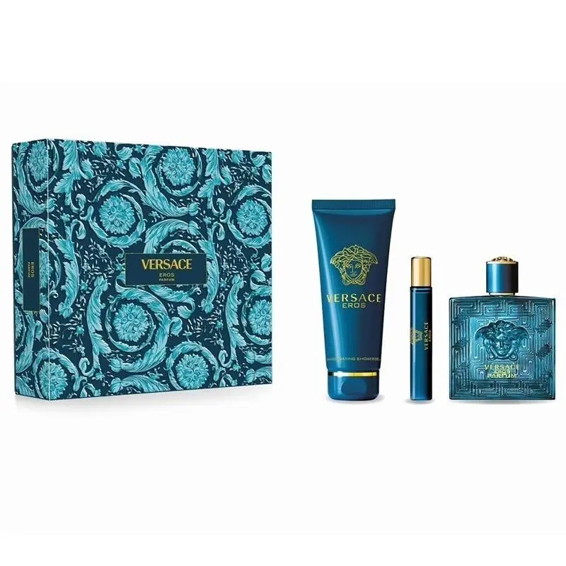 Versace Eros Parfum For Men 3 pc Set 3.4 oz Parfum Mini Parfum SG 5.0 oz