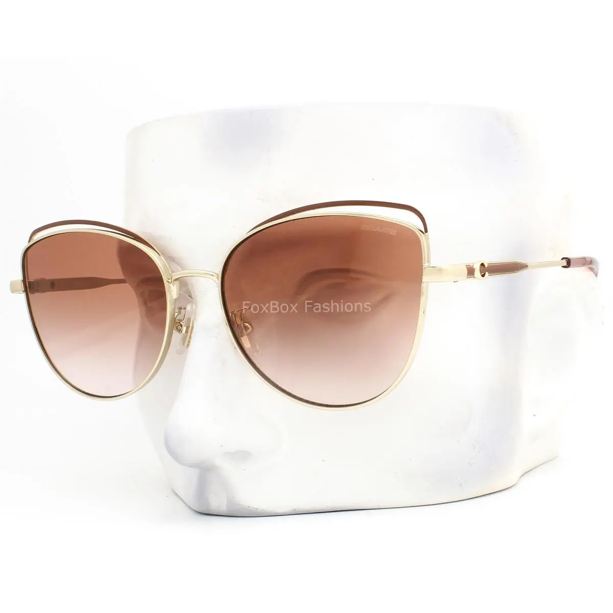 Coach Sunglasses HC7162 900513 Shiny Pale Light Gold Brown Gradient W/case