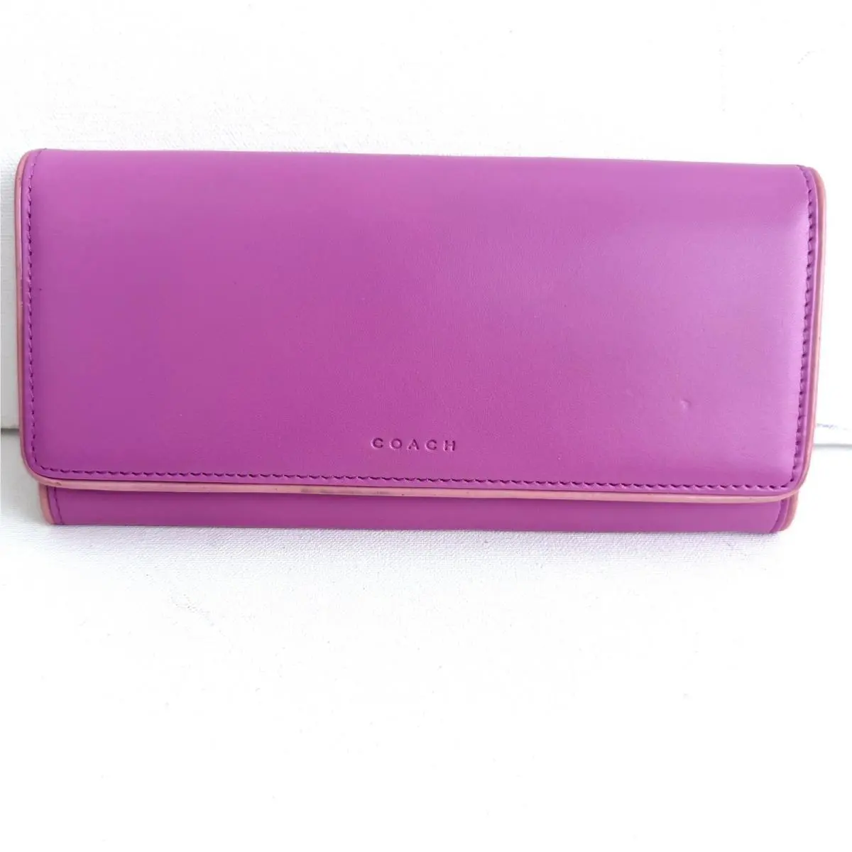 Coach Polished Leather Slim Wallet Pink FS7801 6 Credit Card Slots