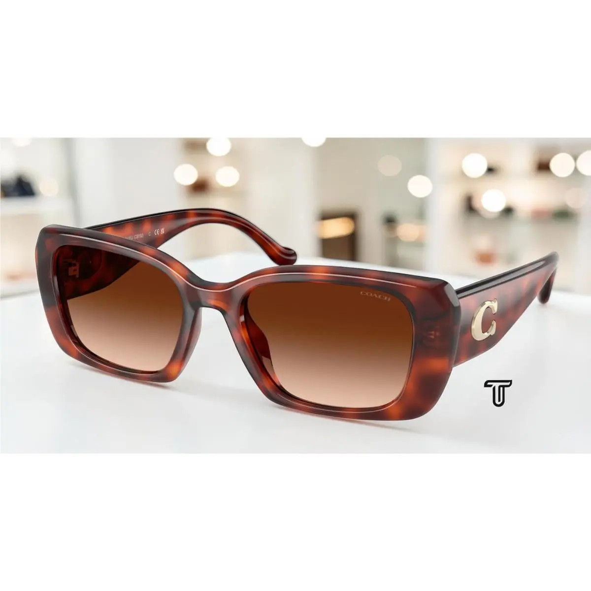 Coach HC8435U 577474 Cby82 Caramel Tortoise Brown Gradient 54mm Women Sunglasses