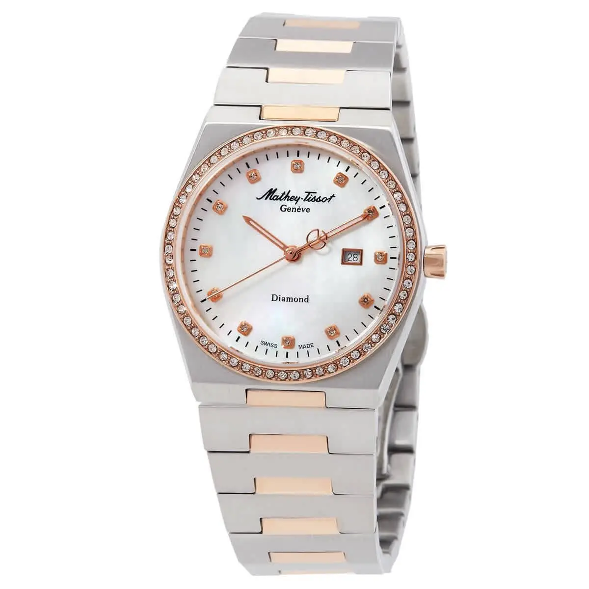 Mathey-tissot Zeus Lady Diamond Quartz White Dial Watch D118SBI