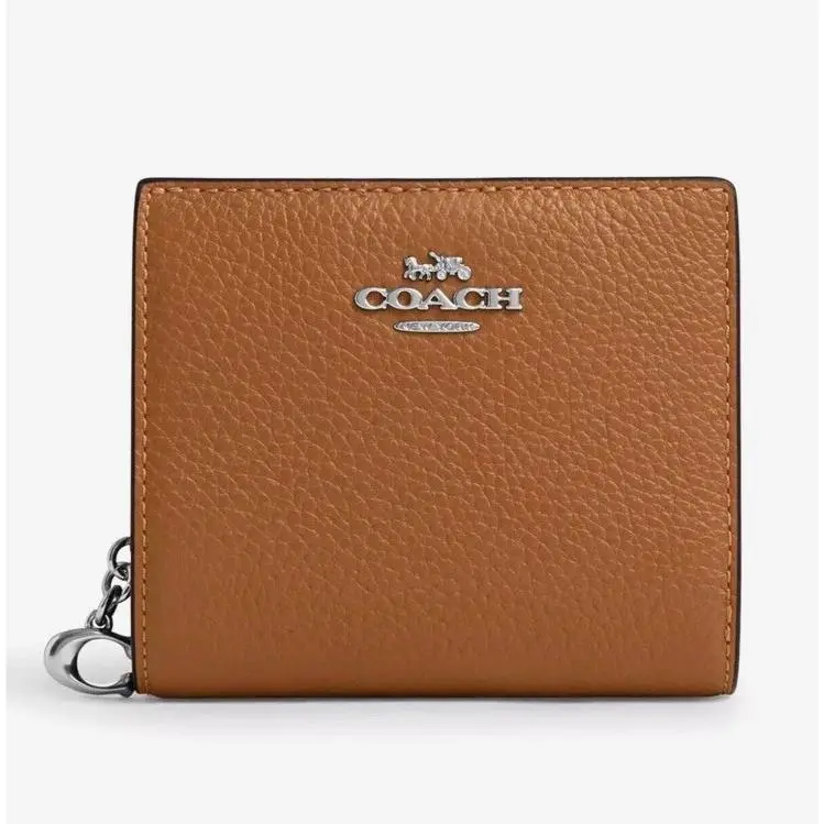 Coach C2862 Snap Wallet Pebble Leather Light Saddle