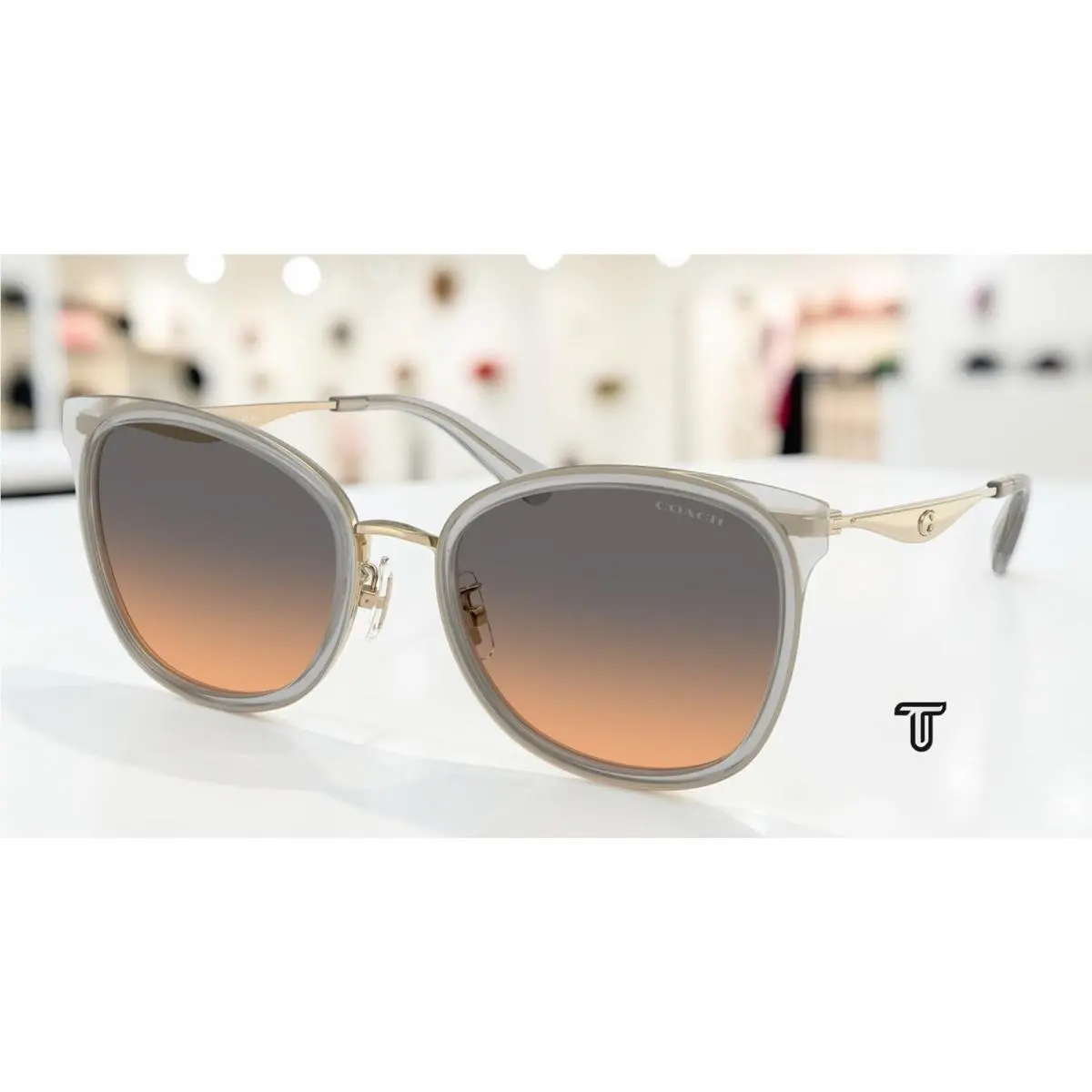 Coach HC7170 945018 Cw185 Gold Dove Smokey Peach Gradient 56mm Womens Sunglasses