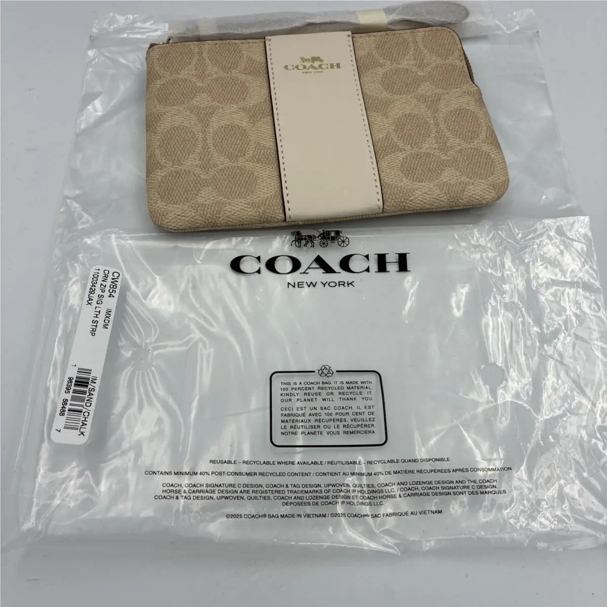Coach CW854 Sand/chalk Corner Zip Wristlet Wallet