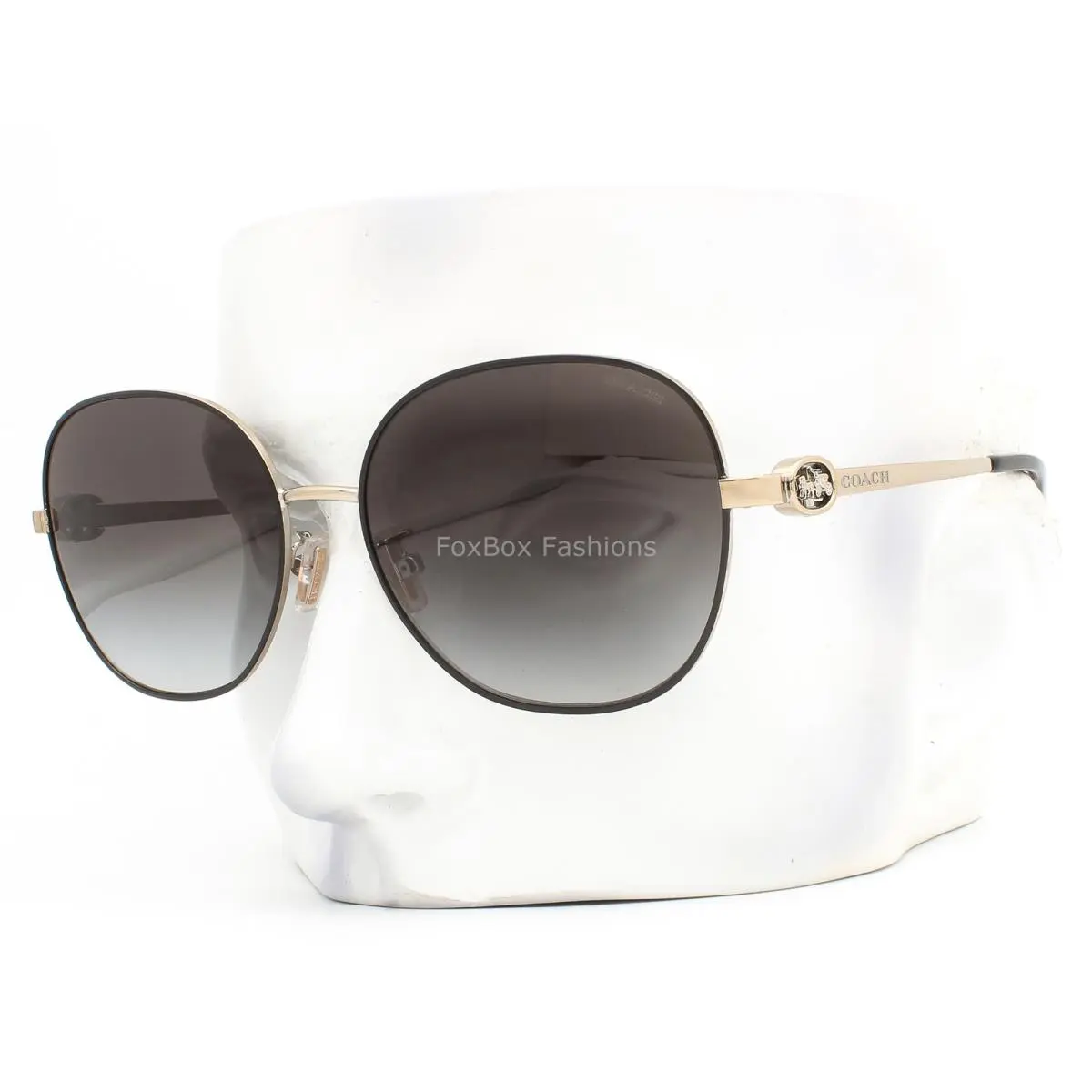 Coach Sunglasses HC 7123 93698G Black Light Gold Gray Gradient with Case