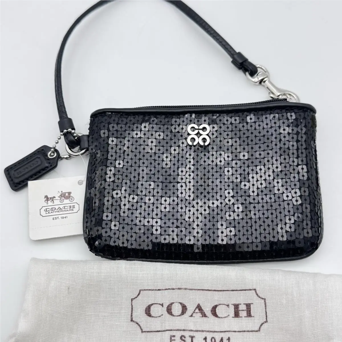 Coach Black Sequined Special Occasion Dressy Special Edition Wristlet W/tags