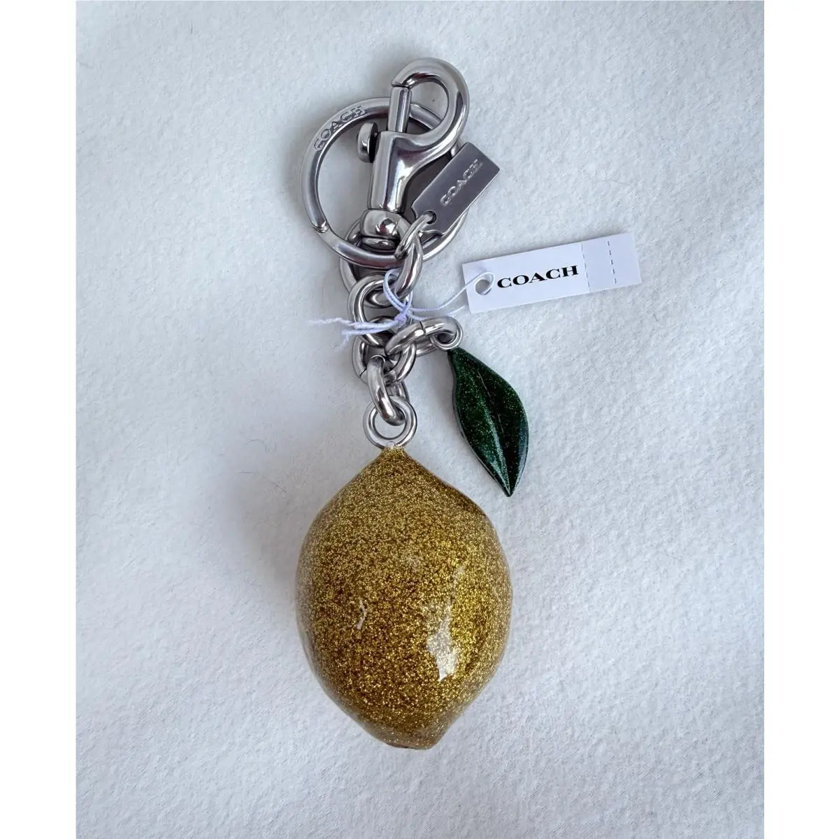 Coach 3D Lemon Bag Charm CAO52 Summer Glitter Fruit Gifts Fun Keycha