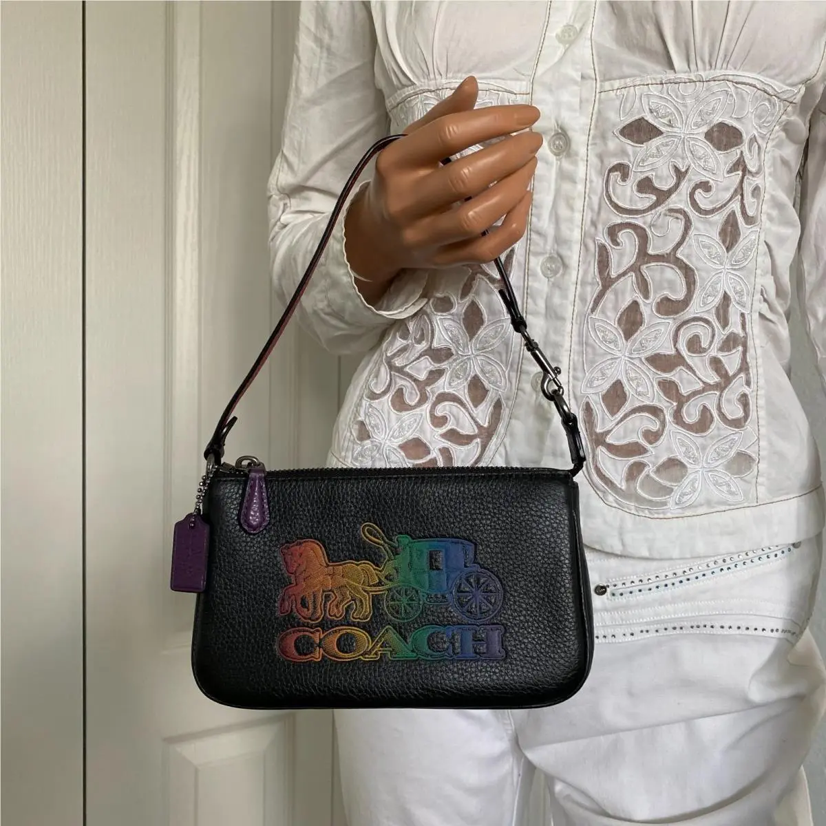 Coach C6902 Nolita 19 with Horse and Carriage Black Leather Wristlet