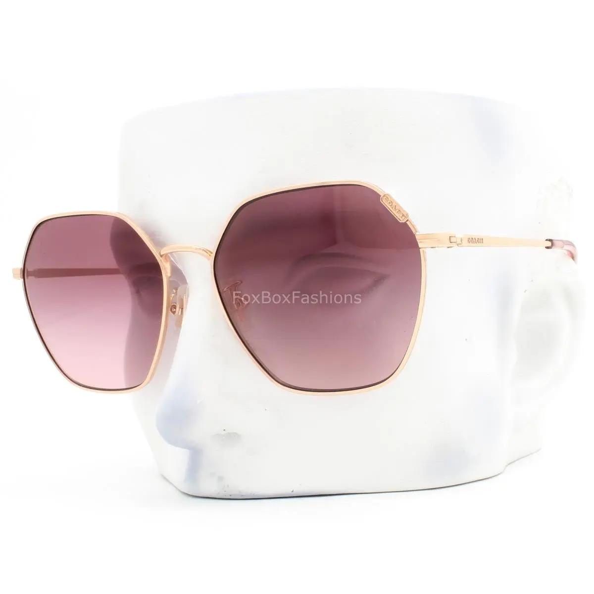 Coach Sunglasses Shiny Rose Gold Berry Pink Gradient HC 7132 93318D with Case