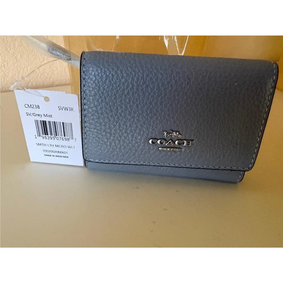 Coach Leather Micor Wallet Grey Mist CM238