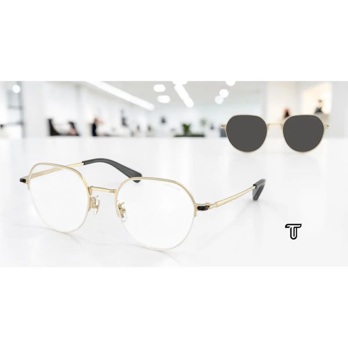 Coach HC7179 900587 Cae81 Shiny Light Gold Grey Solid 52 mm Men`s Sunglasses