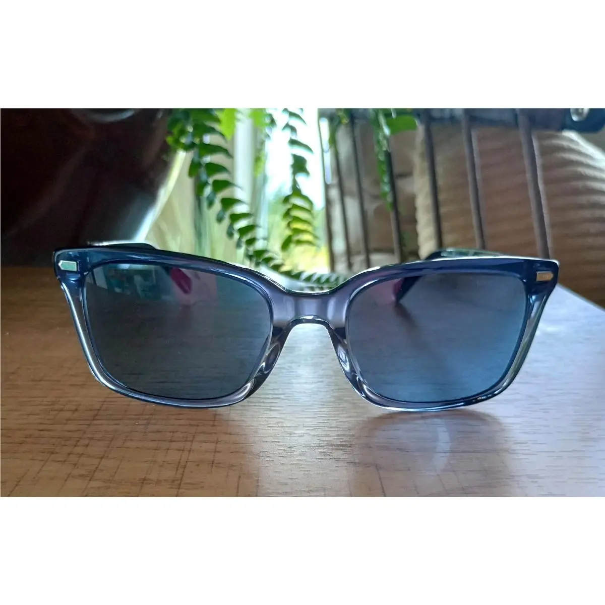 Coach HC8398U 58168F Sunglasses Transparent Blue Smoke Blue Gradient Lens 54mm