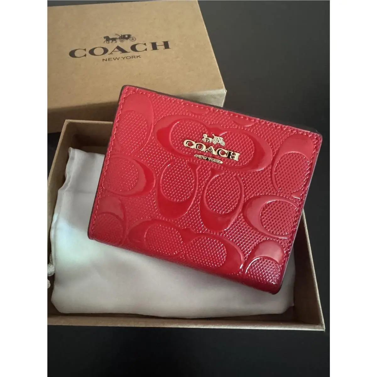 Coach Medium Corner Zip Wallet in Signature Leather Red CV415 Super Gift