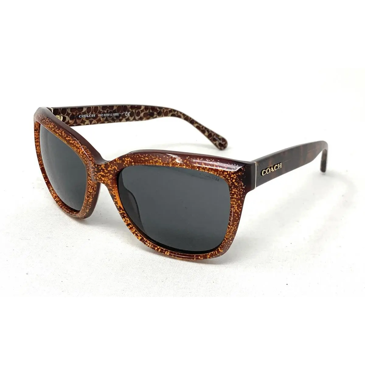 HC 8230 550487 Women`s Sunglasses Amber Chunky Glitter Dark Gray 57mm by Coach