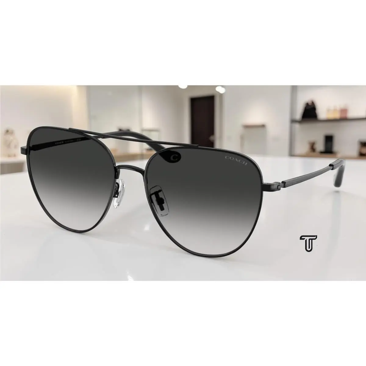 Coach HC7182 93443C Cbz89 Shiny Black Grey Gradient 56 mm Women`s Sunglasses