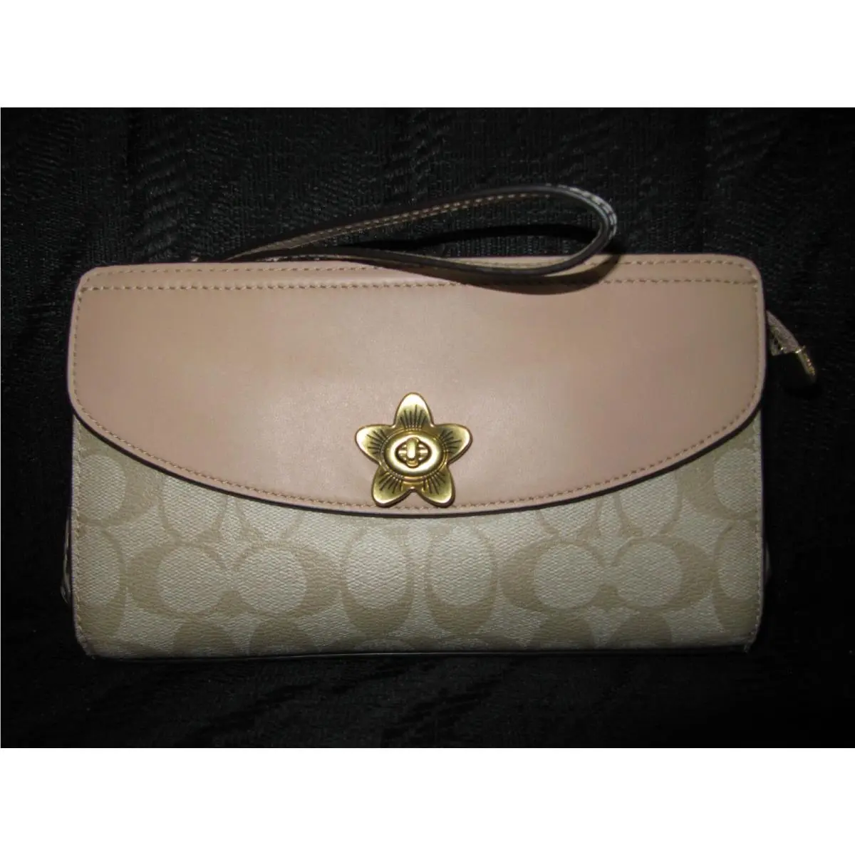 Coach F2997 Light Khaki Signature Beechwood Clutch Wristlet Bag