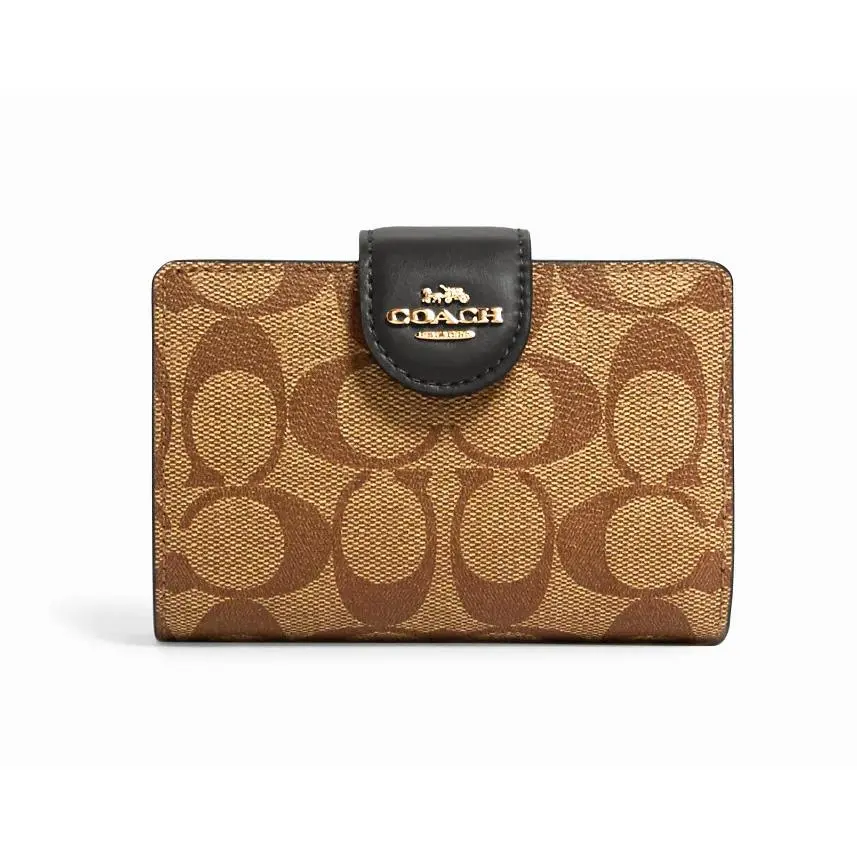 C0082 Medium Corner Zip Wallet Khaki / Black by Coach