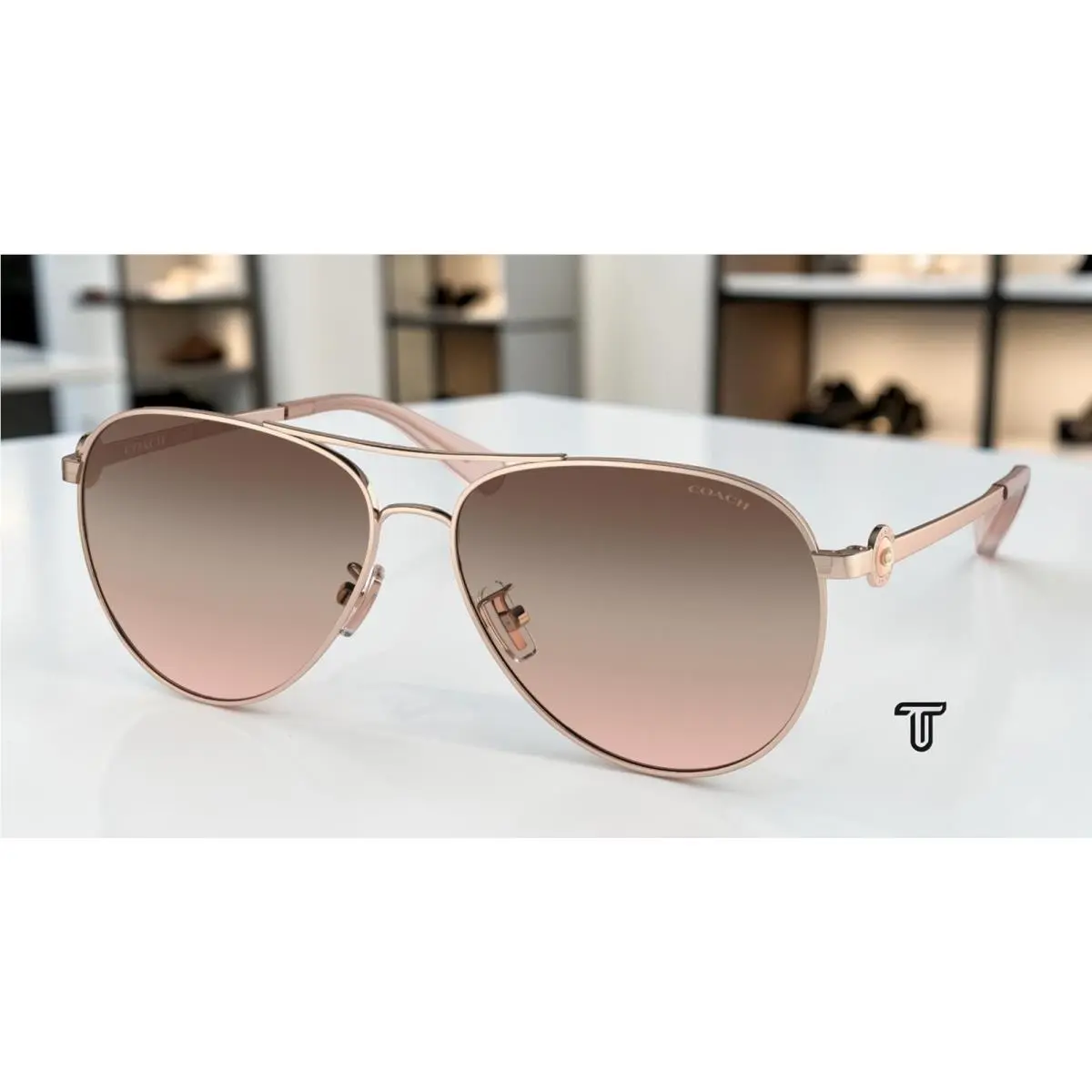 Coach HC7128 9331U8 Shiny Rose Gold Brown Pink Gradient 58 mm Women`s Sunglasses