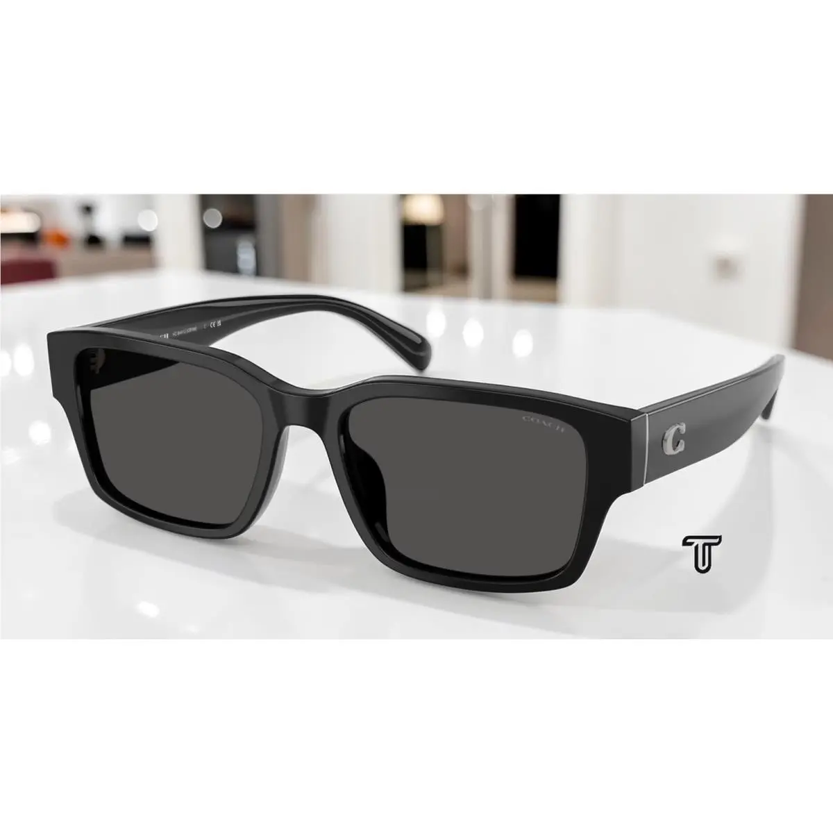 Coach HC8441U 500287 Cby96 Black Grey Solid 55 mm Men`s Sunglasses