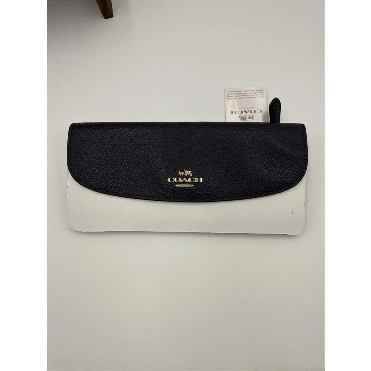 Coach F54008 Crossgrain Leather Soft Wallet Midnight Navy Blue Gold Immid