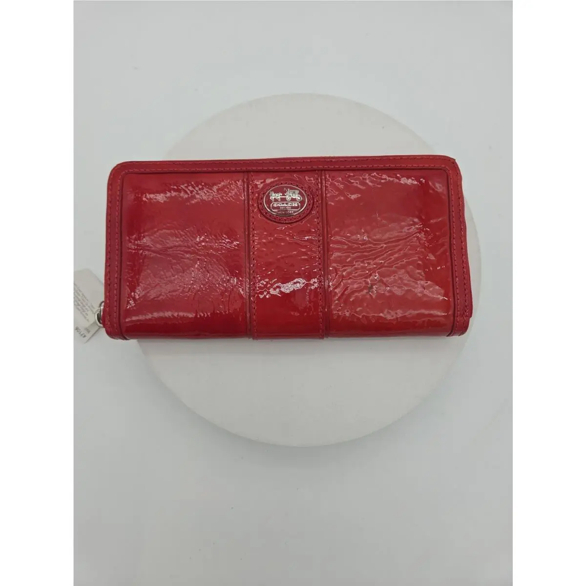 Coach Red Patent Leather Zip-around Wallet 90s Vtg Y2K Card Hokder See