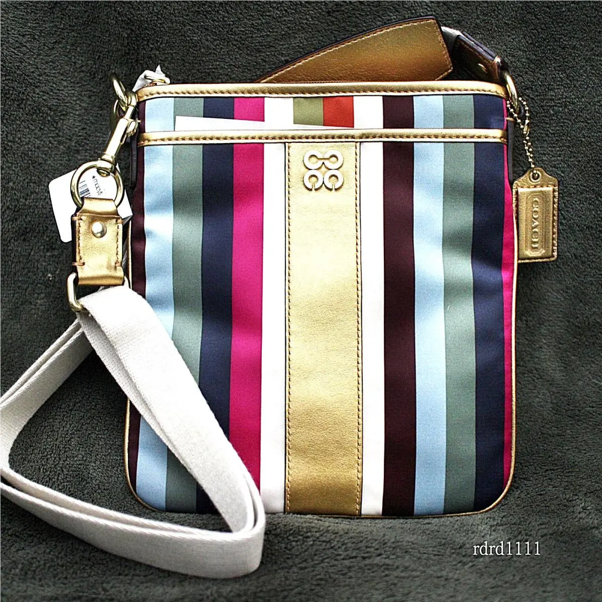Coach Multi Legacy Stripe Crossbody Swing Bag Swingpack Purse
