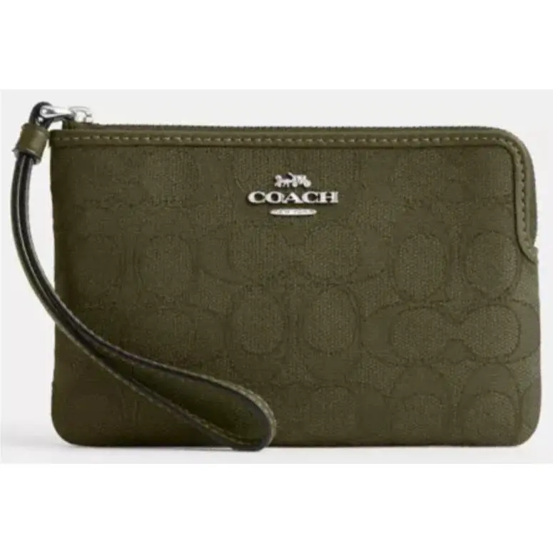 Coach Corner Zip Wristlet in Signature Jacquard