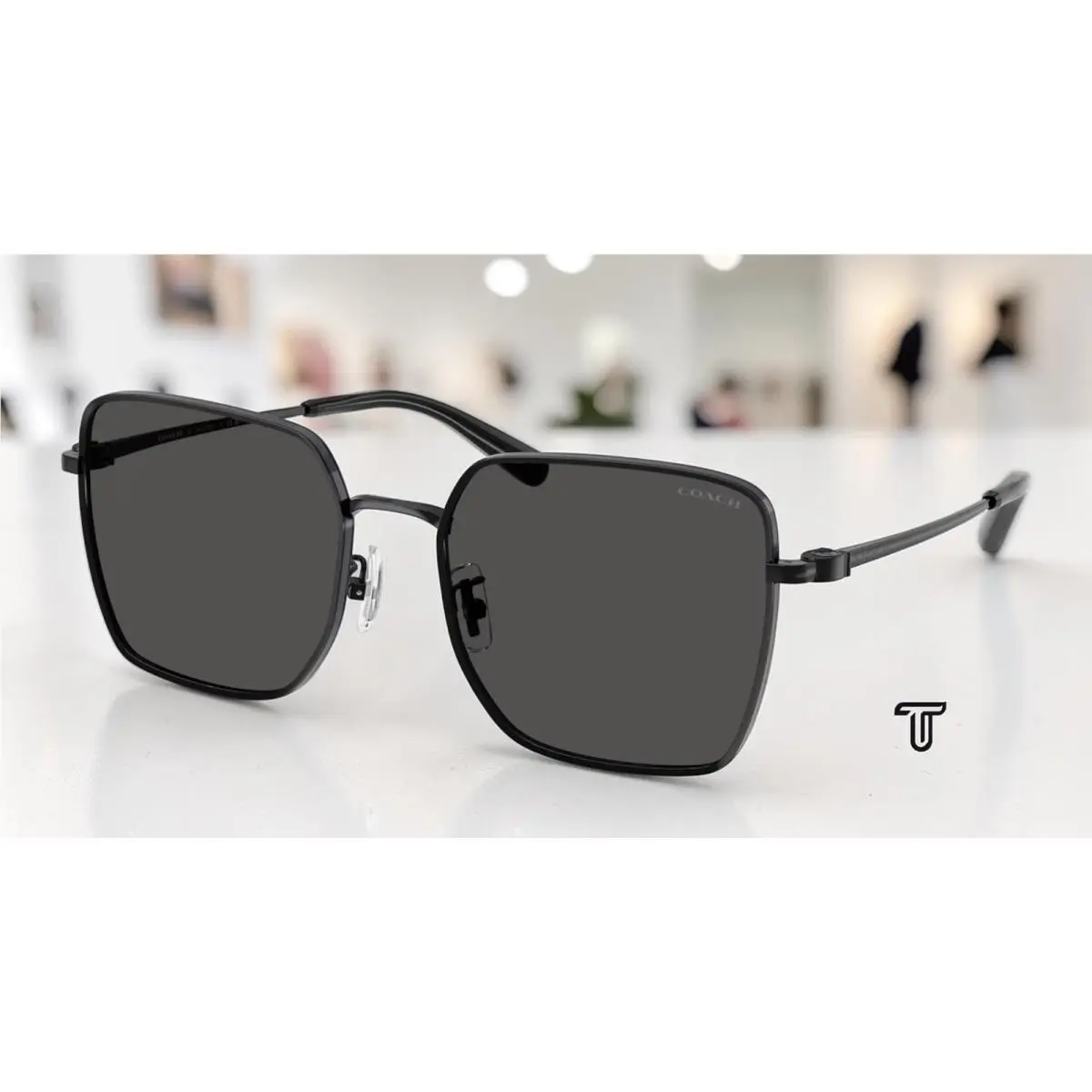 Coach HC7184D 934487 Cbz51 Shiny Black Dark Grey Grey 56 mm Women`s Sunglasses