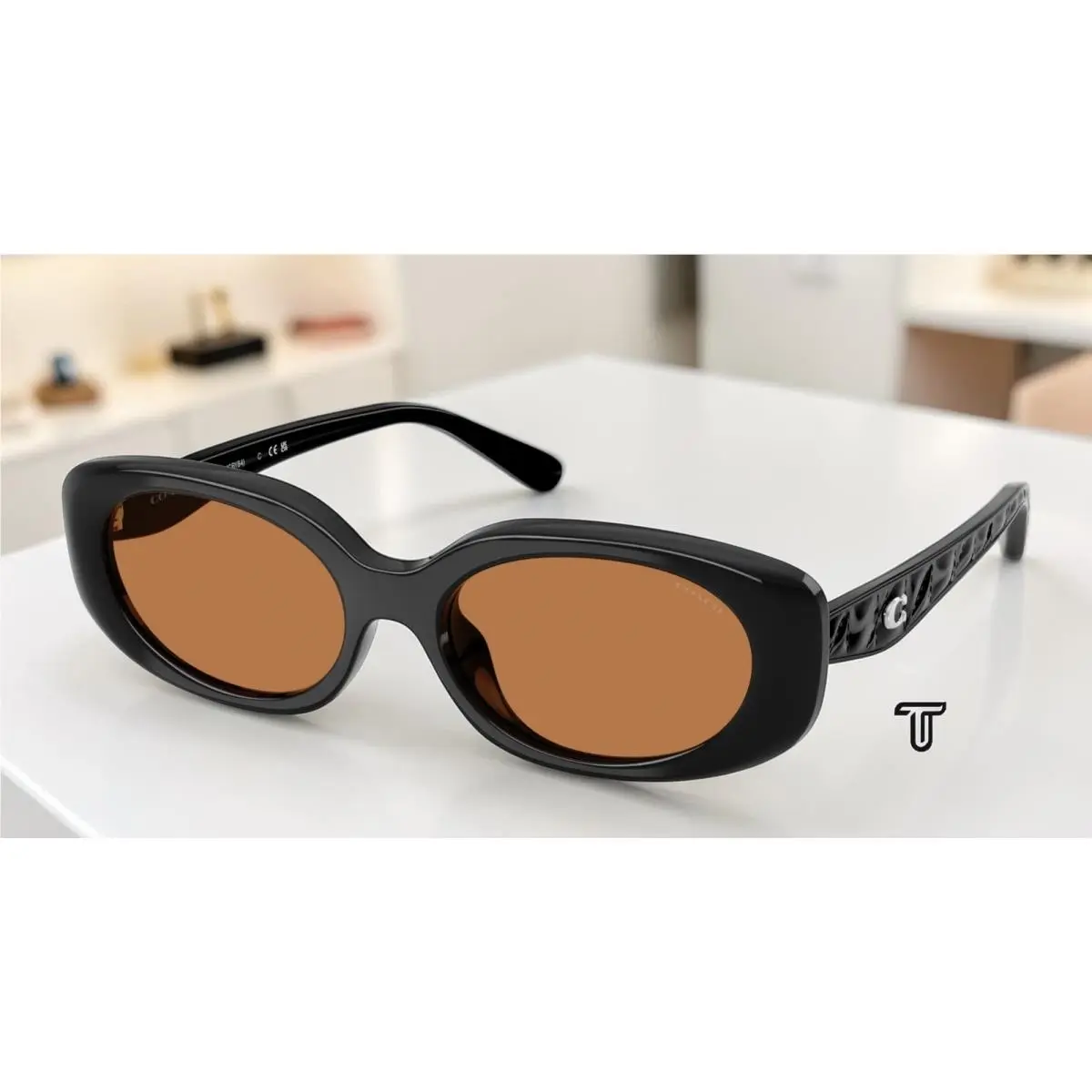 Coach HC8443D 500273 Cby84 Black Amber Solid 54 mm Women`s Sunglasses