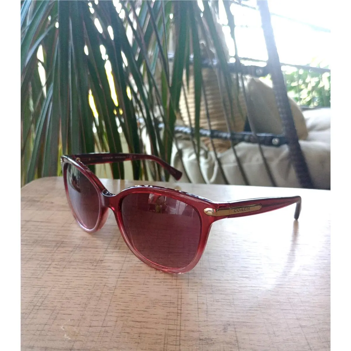 Coach HC 8132 L109 Shimmer Burgundy Sunglasses Pink Gradient 57-17-135