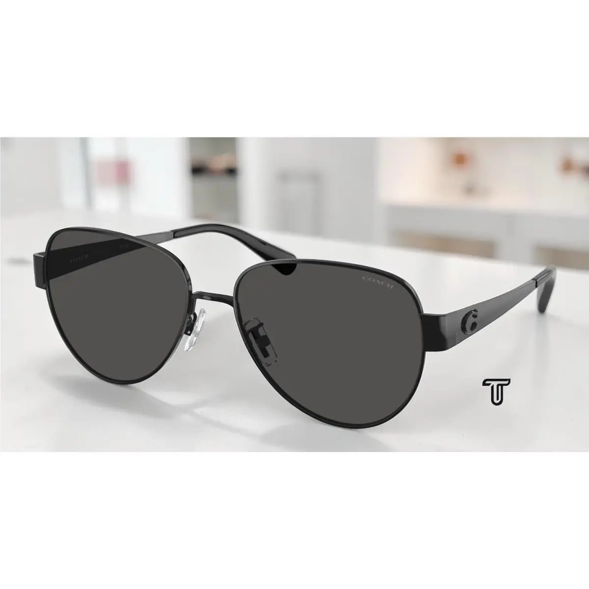 Coach HC7186 934487 Cdp37 Shiny Black Grey Solid 57 mm Women`s Sunglasses