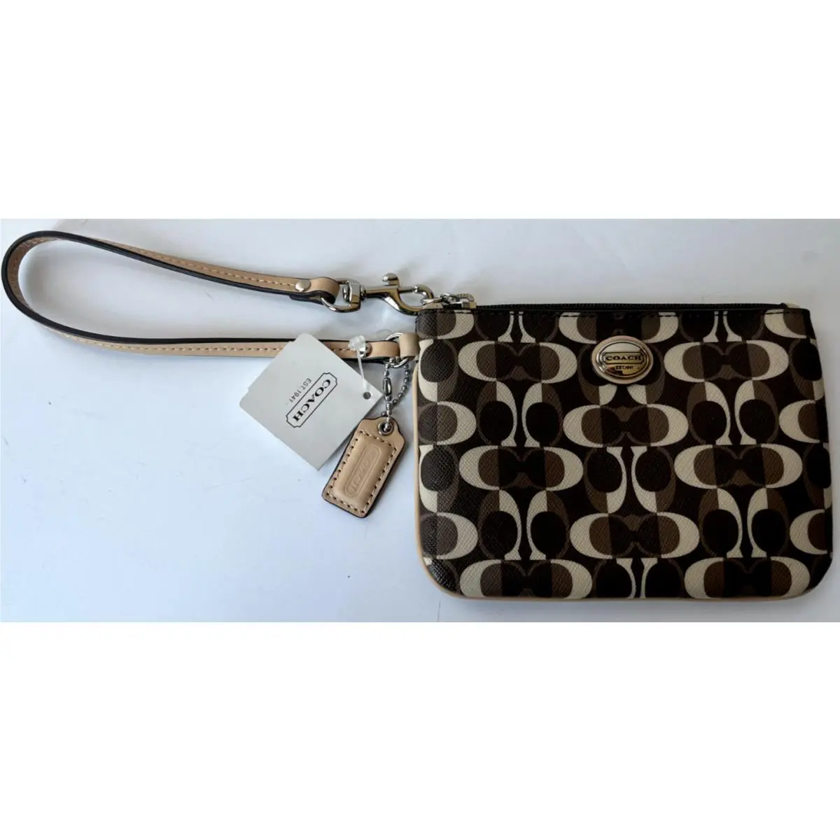 Coach Womens Wristlet Brown Signature