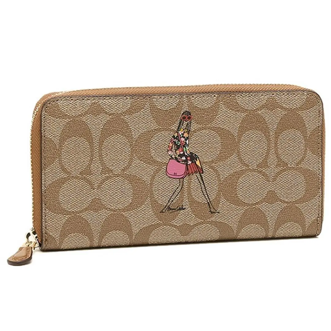 Coach Wallet Beige Ltd‑edition Anniversary Canvas Print Accordion Zip Around