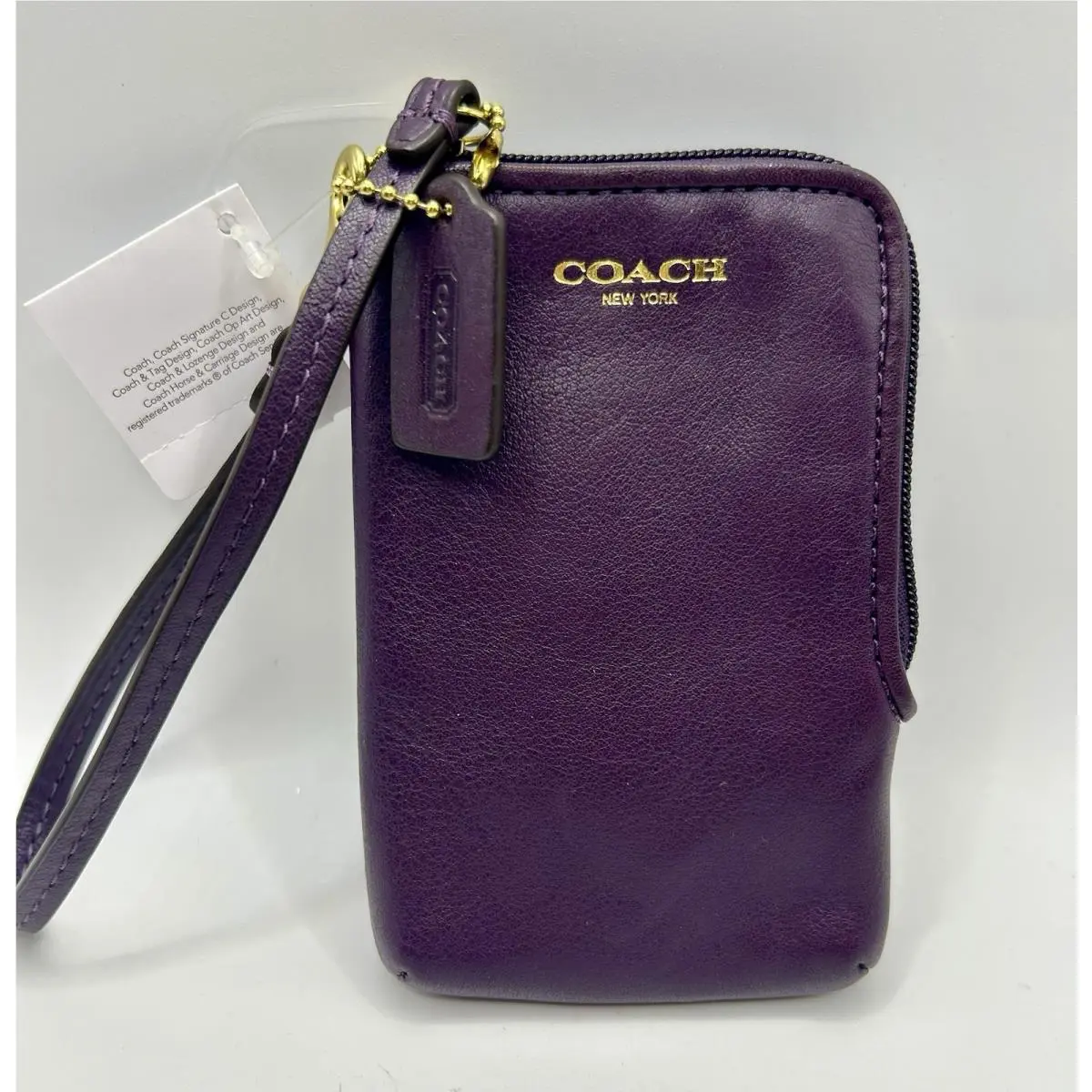 Coach Legacy Leather Universal Case Wristlet Black Violet 66213